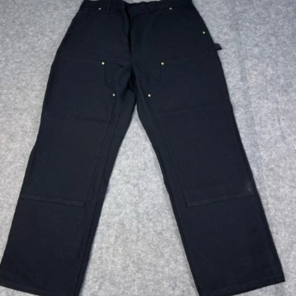 Carhartt Pants Men 38x30 Black Double Knee Union Made in USA B01-M VTG Deadstock